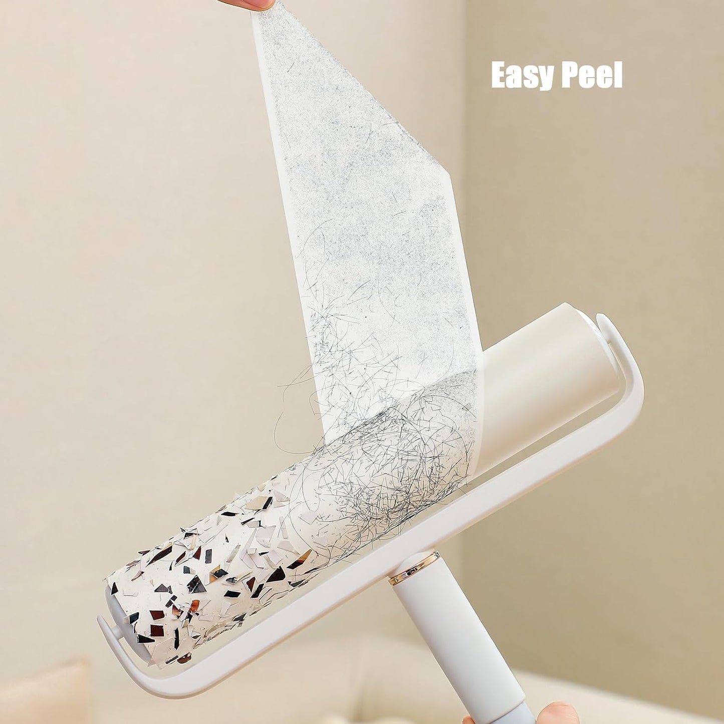 Floor Lint Roller Long Handle with Cover and 2 Refills for Pet Hair Extra Sticky Large 9.45 inch Lint Remover for Carpet Bedding Couch (Extra Long Handle & 3 Sticky Rolls)