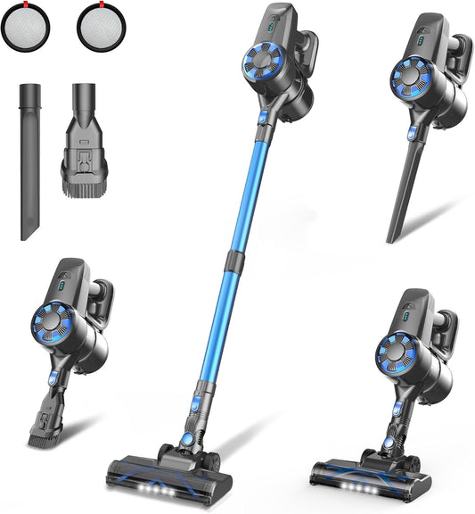 Cordless Vacuum Cleaner, 8-in-1 Lightweight Stick Vacuum with Powerful Suction, Self-Standing, 40 Mins Max Runtime, Rechargeable Vacuum Cleaners for Home, Hardwood Floor, Carpet, Pet Hair N3S