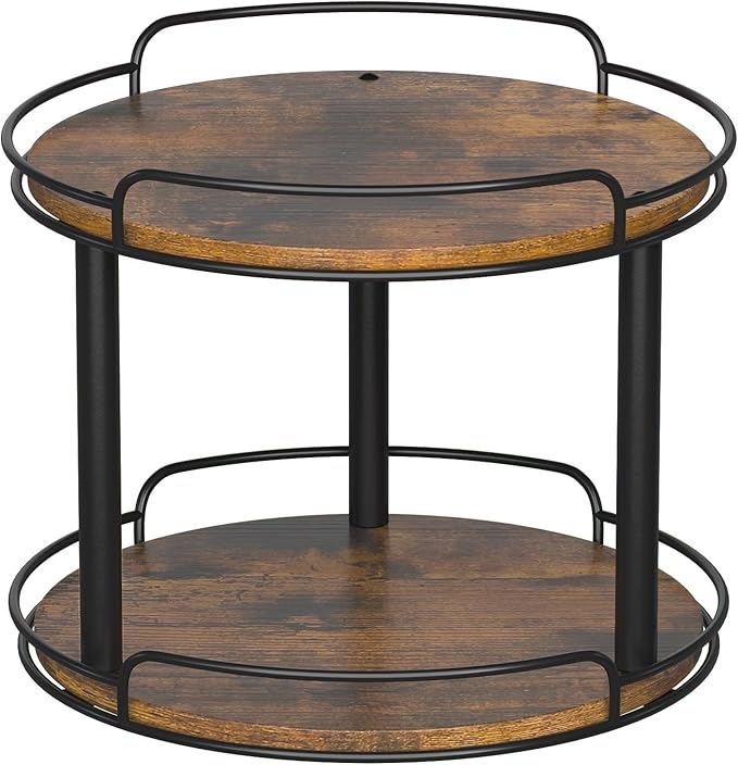 LAMU 12.2'' Wood Lazy Susan Turntable Organizer for Cabinet, 2 Tier Lazy Susan Spice Rack Organizer for Kitchen, Table Top, Countertop, Pantry, Bathroom