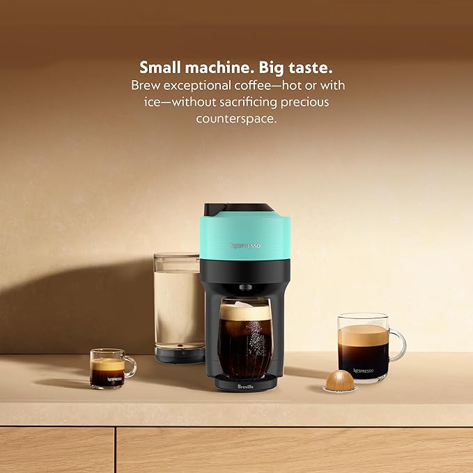 Nespresso Vertuo Pop+ Coffee and Espresso Maker by Breville, Aqua Mint