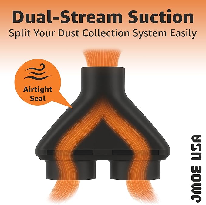 Jmoe USA 2.5 Inch Shop Vac Y Connector Splitter With Individual Blast Gates | Dust Collection Hose Splitter | Fits Ridgid, Craftsman, and Most Wet Dry Vacuums