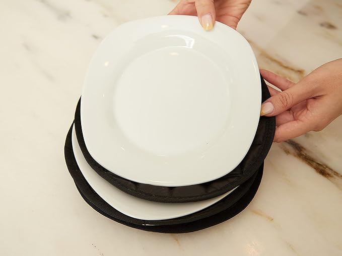 Covermates Keepsakes - Dish Storage - Padded Protection - ID Window - Stain Resistant - Machine Washable - China Storage, Black