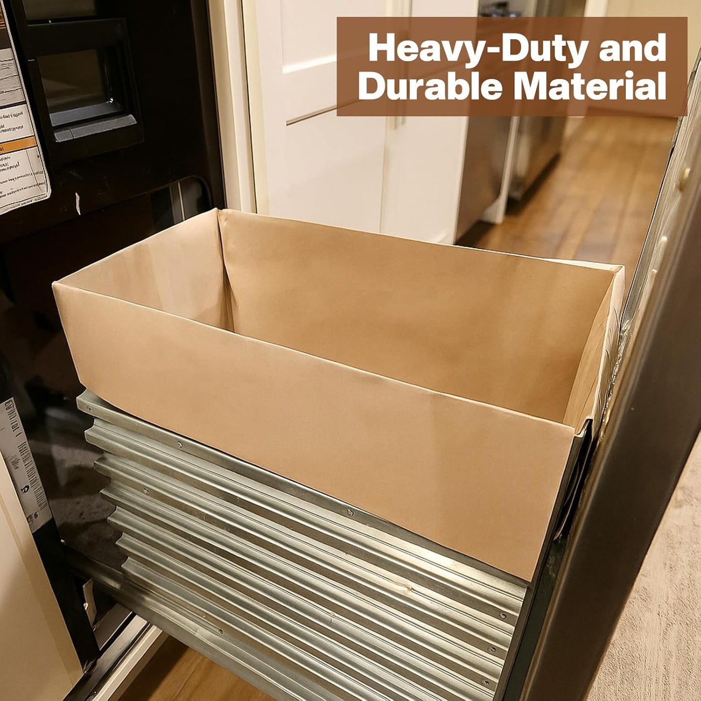 60 Pcs Trash Compactor Bags for Kitchen Pre-Cuffed Heavy Duty Kraft Paper Compactor Bags with Waterproof Liner Reinforced Bottom for Kitchen Use, 20.47 x 15.75 x 8.66"