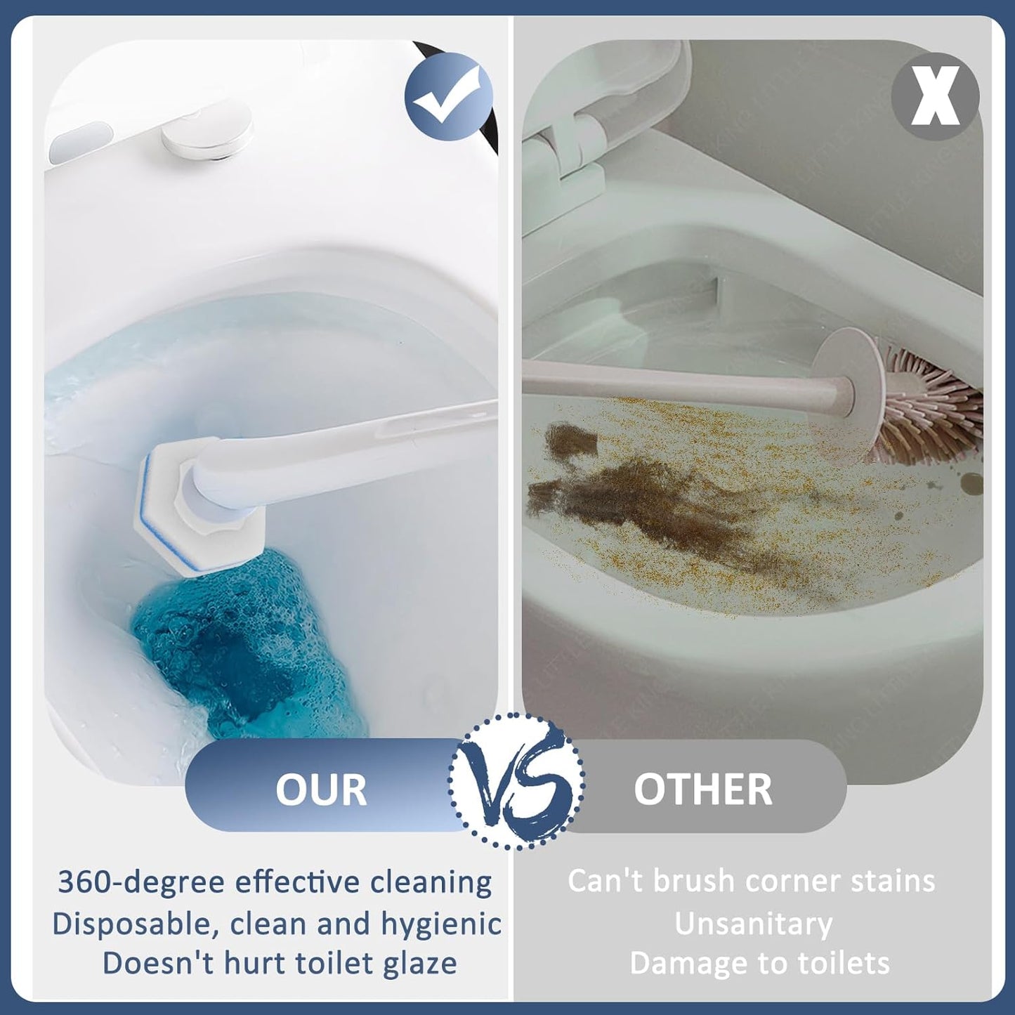 Disposable Toilet Bowl Wand Refills, Toilet Cleaner Refill Pads Compatible with Most Wands, Disposable Toilets Brush Replacement Head Scrubbing Pads for Bathroom Cleaning(100 Packs)