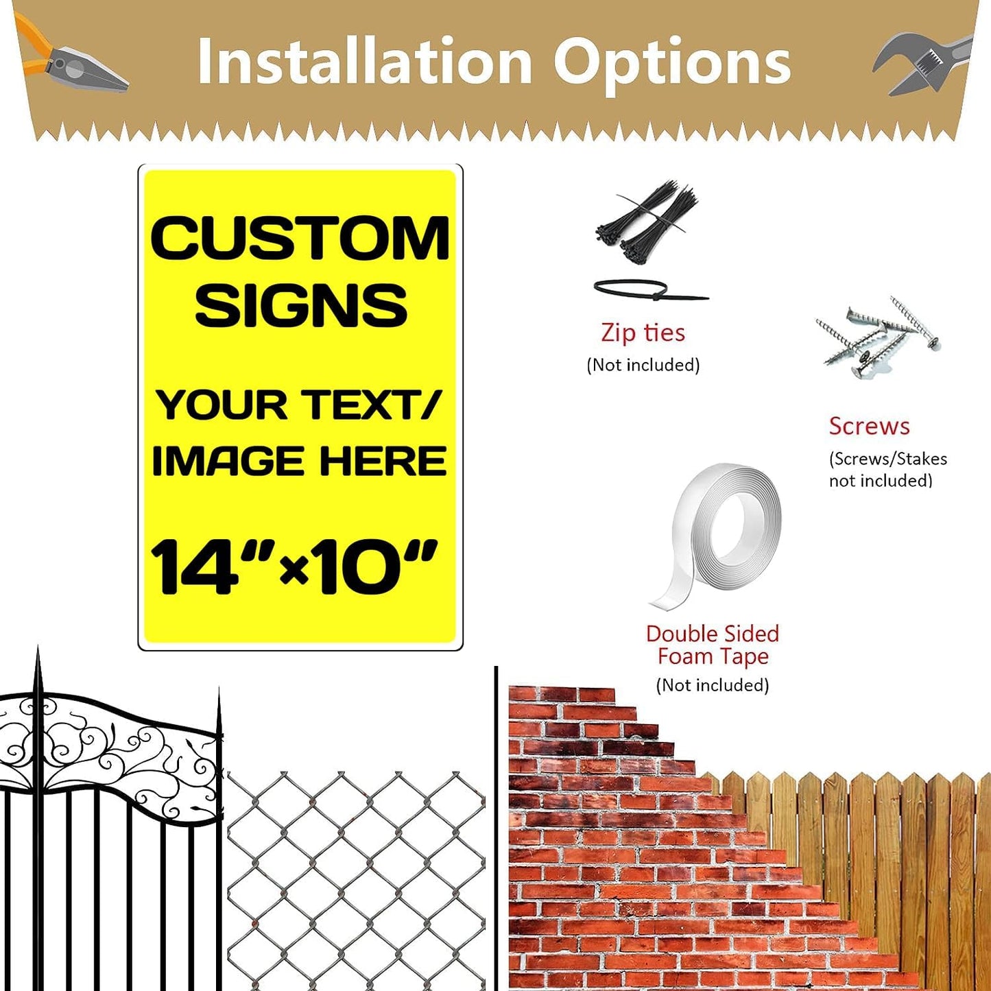 Personalized Aluminum Metal Signs - Weatherproof, Custom Text & Picture, Multiple Sizes, Hazard, Garden, Custom Door, Business Signs
