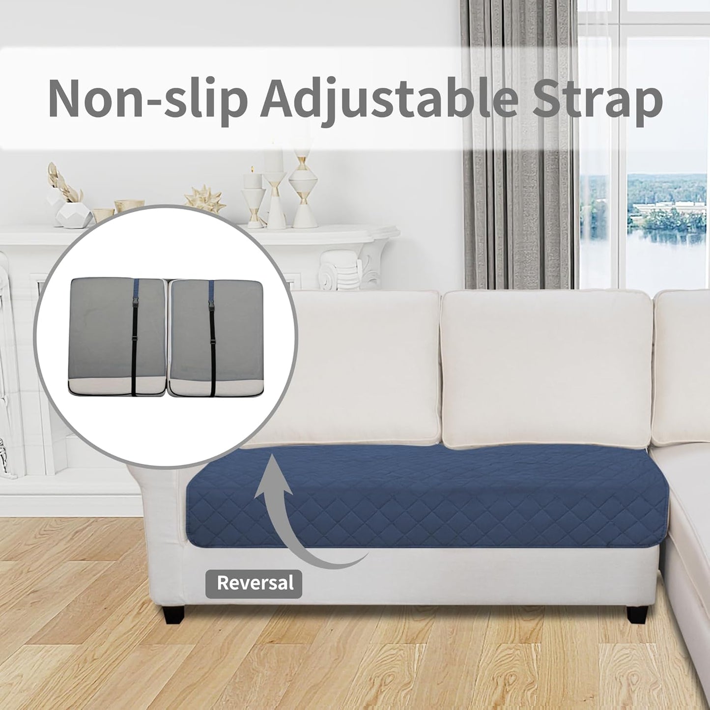 Easy-Going Sectional Couch Covers for Dogs L Shape Sofa Cover Reversible Sofa Slipcover Chaise Lounge Cover Furniture Protector Cover for Pets Dog Cat (30 x 50 inches, Dark Blue/Light Blue)