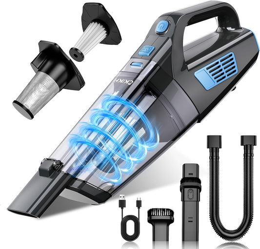 Handheld Vacuum Cordless, 15000PA Strong Suction Hand Held Car Vacuum Cleaner Portable with Multi-Nozzles & Washable Filter, Lightweight Dust Busters Rechargeable for Home, Car, Office, Pets