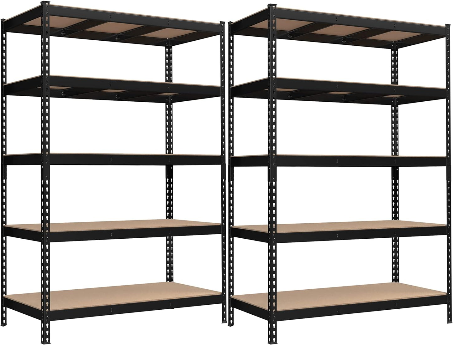 SONGMICS 5-Tier Storage Shelves, Load 2310 lb, Set of 2 Garage Storage, Boltless Assembly, Adjustable Shelving Unit, 23.6 x 47.2 x 70.9 Inches, for Study Shed Basement, Black UGLR600B02