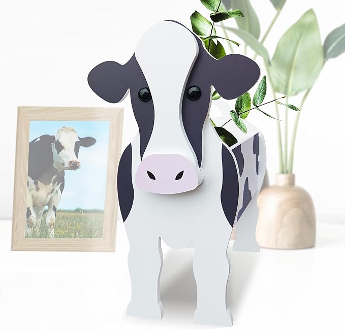Dairy Cow Planter, Pet Shape Garden Pots Plant Pots for Indoor/Outdoor Gardens Decoration, Cute, Surprise Gifts/Souvenirs for Pet Lovers(Large)