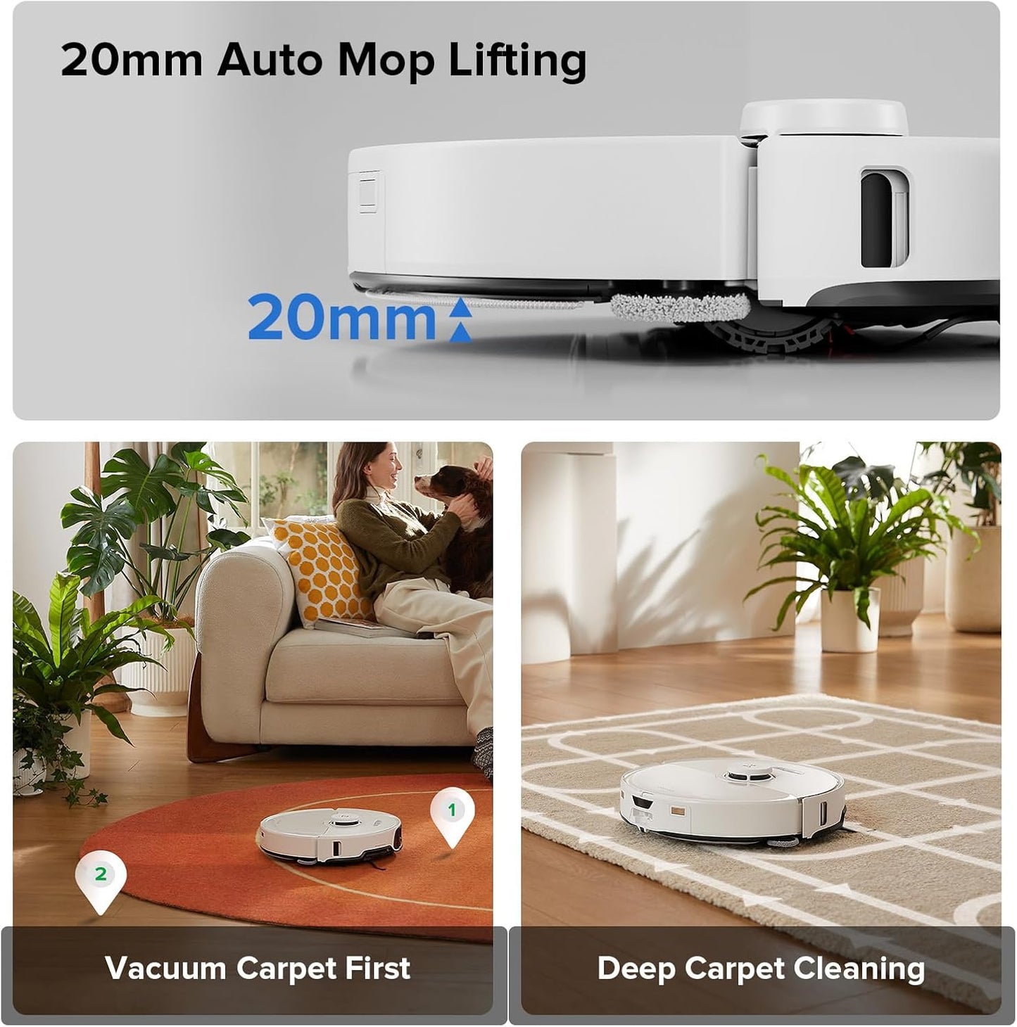 roborock S8 Max Ultra Robot Vacuum and Mop, All-in-One Dock, PreciSense LiDAR Navigation, Smart Dirt Detection, Self-Emptying, 8000Pa Suction for Various Floors, 20mm Auto Lifting for Carpet, White