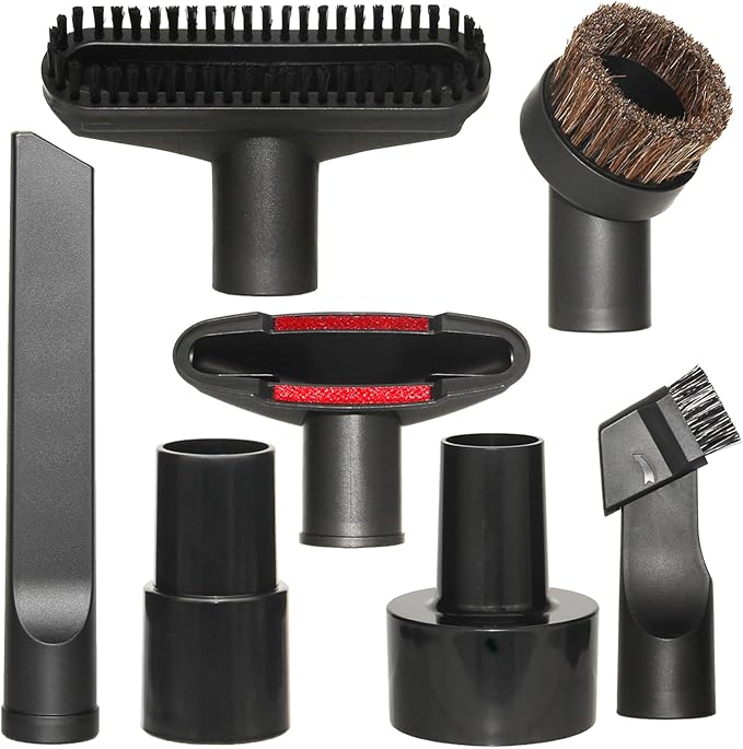 Shop Vac Car Detailing Attachments (Soft Horsehair Dusting Brush Long Crevice Tool Nozzle Hose Adapter) for 1-1/4" 1-3/8" 2-1/2" Shopvac Wet Dry Vacuum Cleaner (Car Interior Kit B)