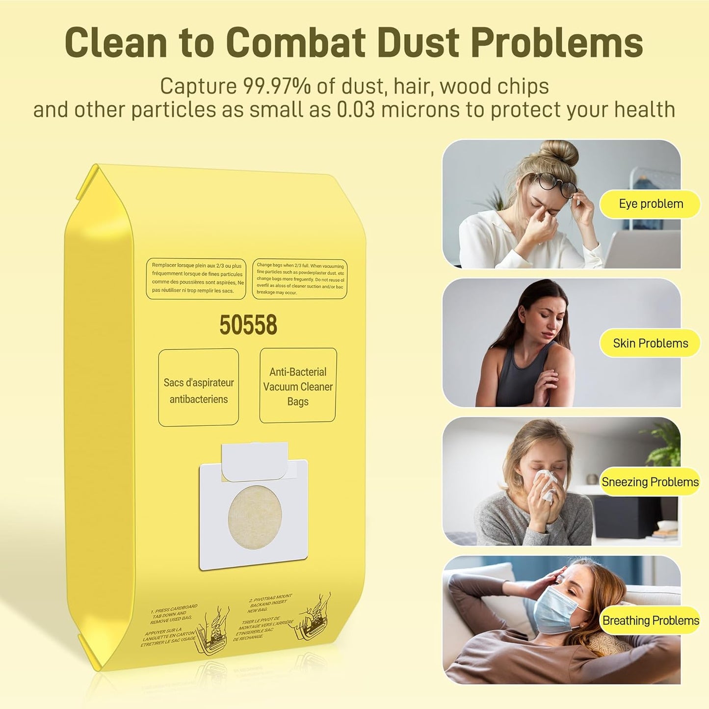 50558 Vacuum Cleaner Bags Replacement for Kenmore Canister Type C/Q 5055, 50555, 50557, 50558 and Pana·sonic Type C-5, C-18, 200 Series, 400 Series, 600 Series, 800 Seires Vacuum - 10 Pack