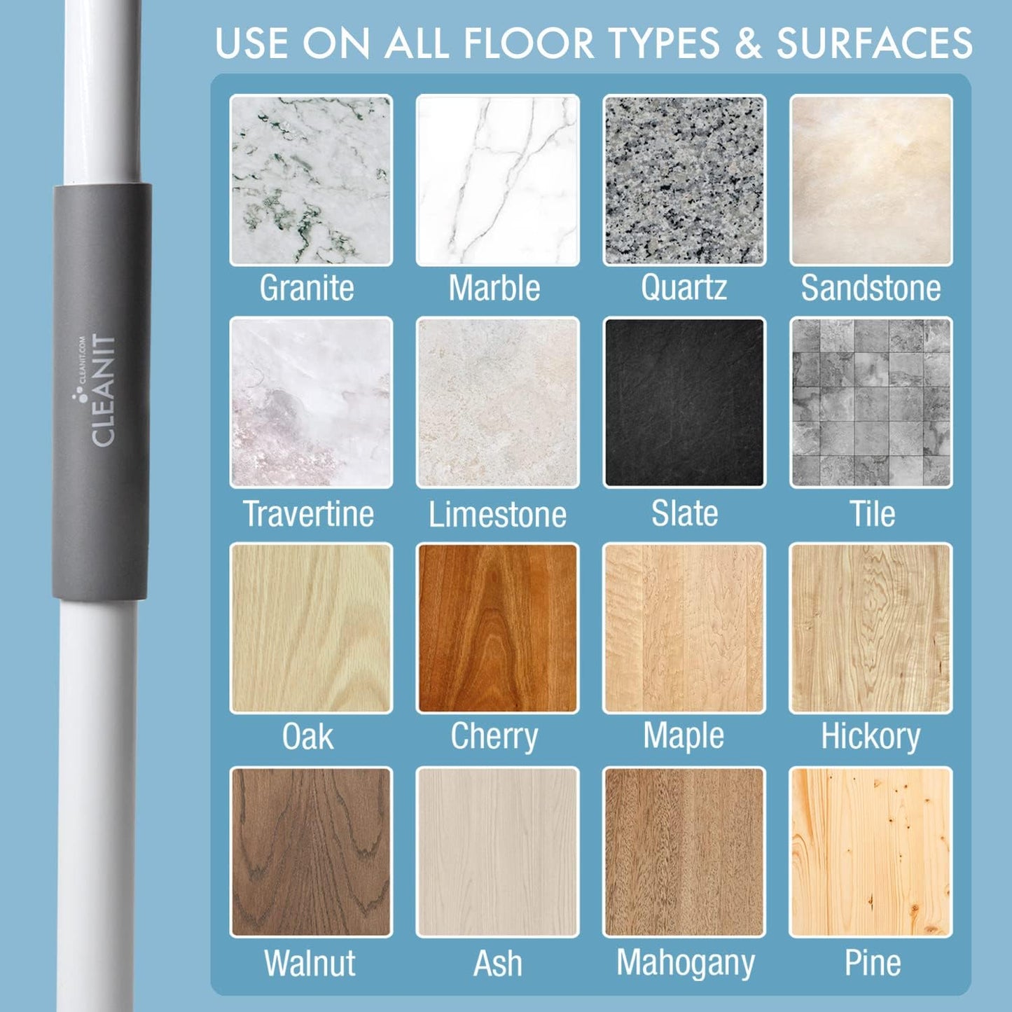 Don Aslett's Spray Mop Plus+ for Floor Cleaning| 360° Rotatable Head | Reusable Microfiber Pad | Rubber Scraper | Refillable Bottle | Suitable for All Floor Types Including Laminate, Hardwood, Tile