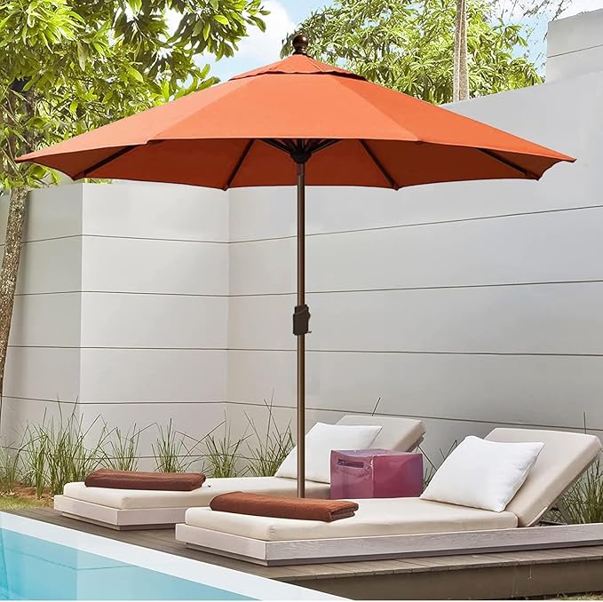 EliteShade USA 10-Year-Non-Fading 10Ft Market Umbrella Patio Umbrella Outdoor Table Umbrella with Ventilation, Rust