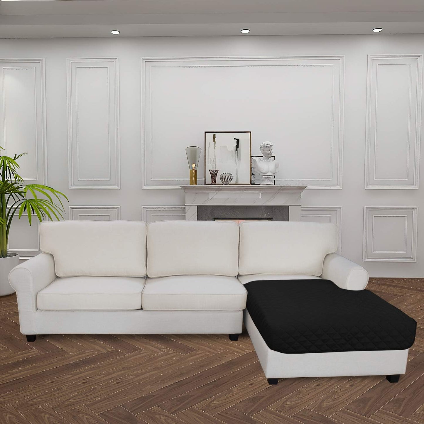 Easy-Going Sectional Couch Covers for Dogs L Shape Sofa Cover Reversible Sofa Slipcover Chaise Lounge Cover Furniture Protector Cover for Pets Dog Cat (42 x 68 inches, Black/Black)