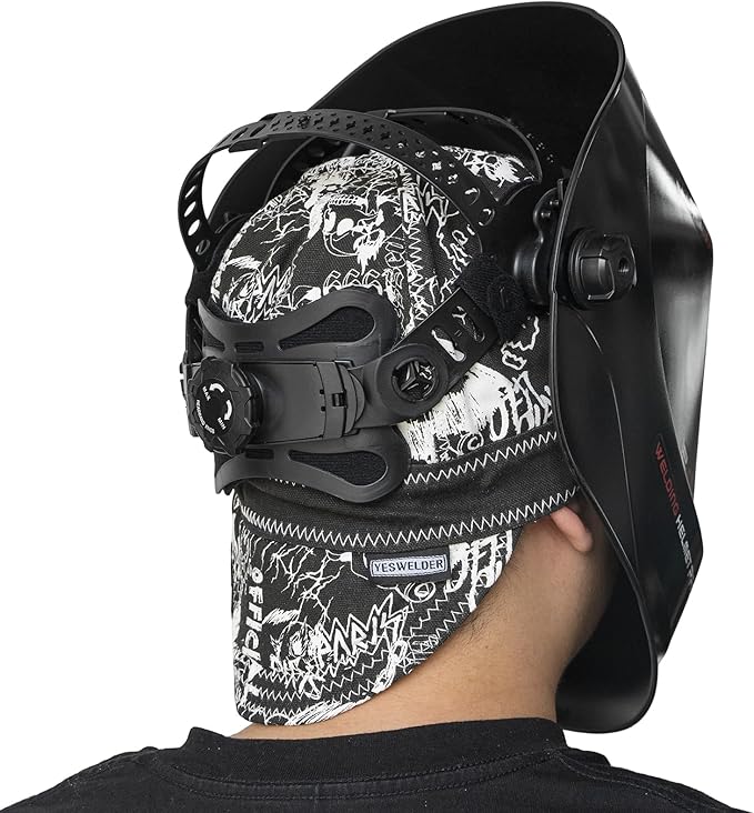 YESWELDER Welding Cap, Graffiti Style 8", Heat-Resistant Reversible Protective Welders Cap