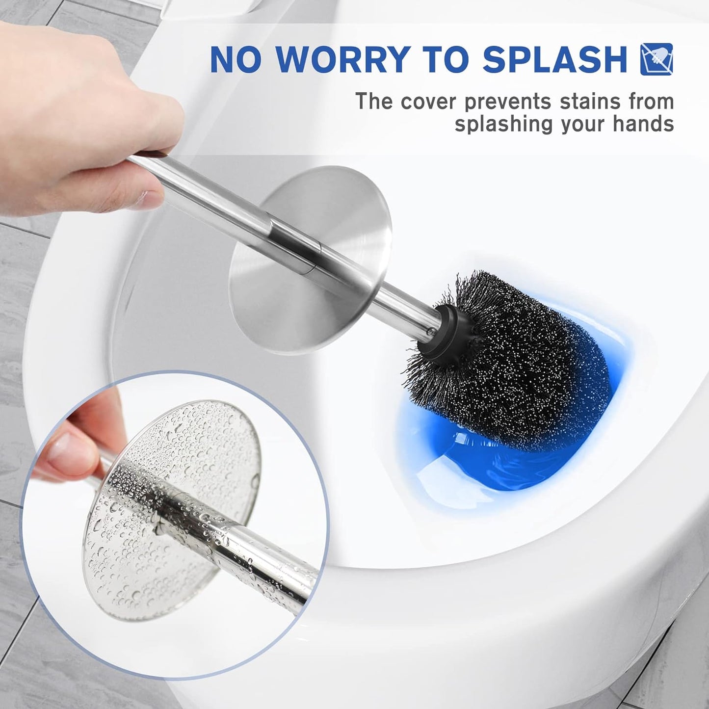 Toilet Brush and Holder, Toilet Brush 304 Stainless Steel, Toilet Bowl Brush for Bathroom Toilet-Ergonomic, Elegant,Durable
