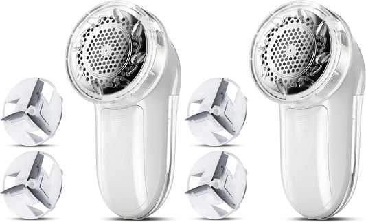 Bymore Fabric Shaver, Lint Remover, Lint Shaver Defuzzer Sweater Shaver for Clothes and Furniture with AC Adapter Pill Fuzz Remover-White (Pack of 2)