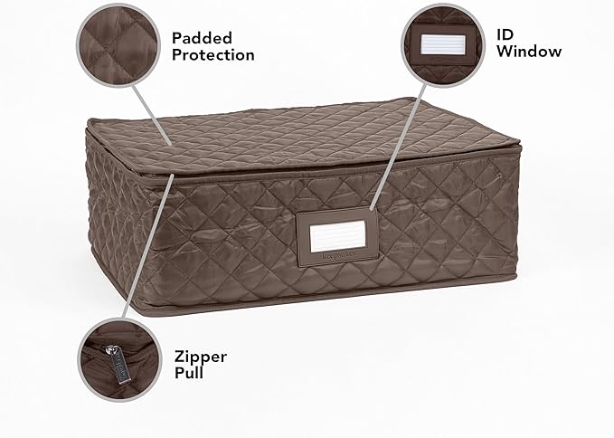 Covermates Keepsakes - Serveware Storage - Padded Protection - ID Window - Stain Resistant - Machine Washable - China Storage, Bronze