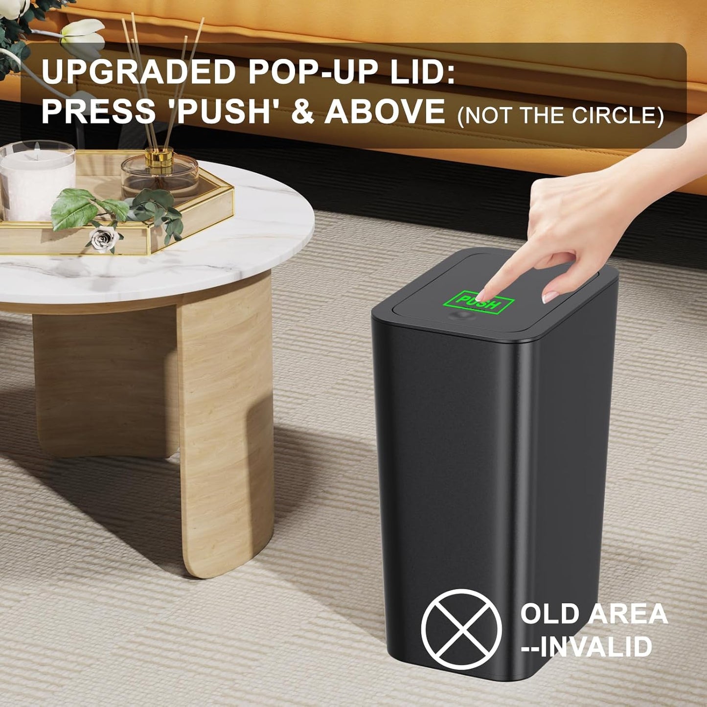 N. NETDOT 3 Pack Small Trash Can with lid, 3 Gallon Bathroom Trash Can,Garbage Can Slim Trash Bin Waste Basket for Bathroom,Kitchen,Bedroom,Living Room,Office,Laundry - Black