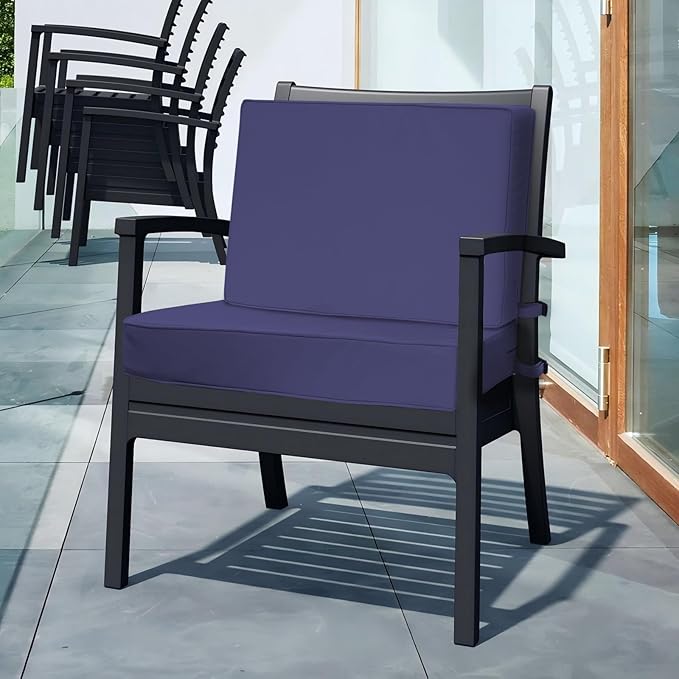 Outdoor Deep Seat Cushion Set 19" x 19", Water Repellent & Fade Resistant Cushion for Patio Furniture, Back & Seat Cushion with Removable Covers for Sofa, Couch, Navy