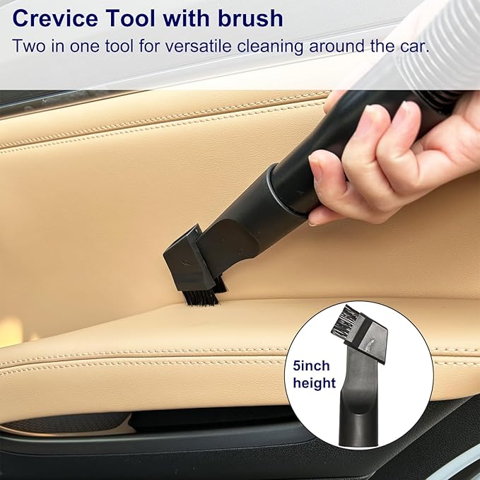 Portek 1 1/4" Car Details Kit with 1 3/8" Vac Hose Adapter, 1-1/4 Inch Universal Home Car Attachments Cleaning Tools and 1-3/8 Inch Adaptor as Shop Vac Miele Eureka Vacuum Cleaner Accessories