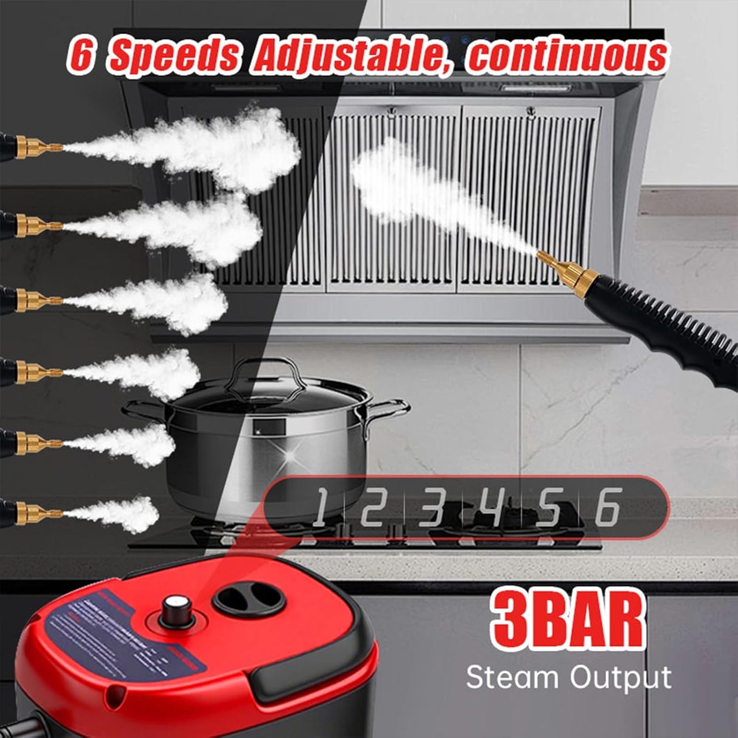 Handheld Steam Cleaner, 2500W Portable High Temp Bathroom Power Steamer Cleaning Machine High Pressure Steam Cleaner For Home Use Kitchen Grease Car Detailing