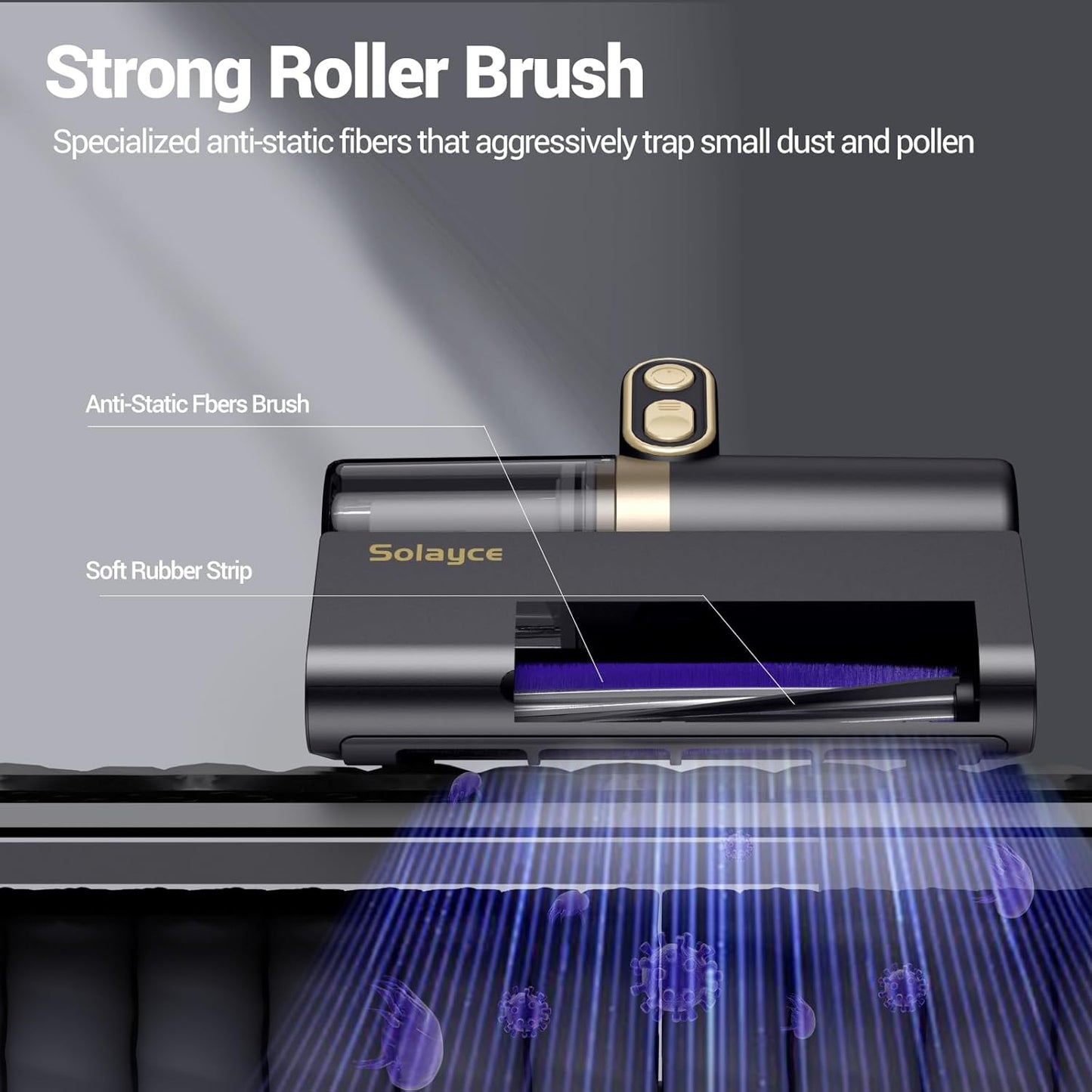 Bed Vacuum Cleaner, 16Kpa Suction 500W Powerful Double Cup Mattress Cleaner, Mattress Vacuum Cleaner with Dust Sensor, Ultrasonic & Heating Tech, HEPA Filter（Corded）