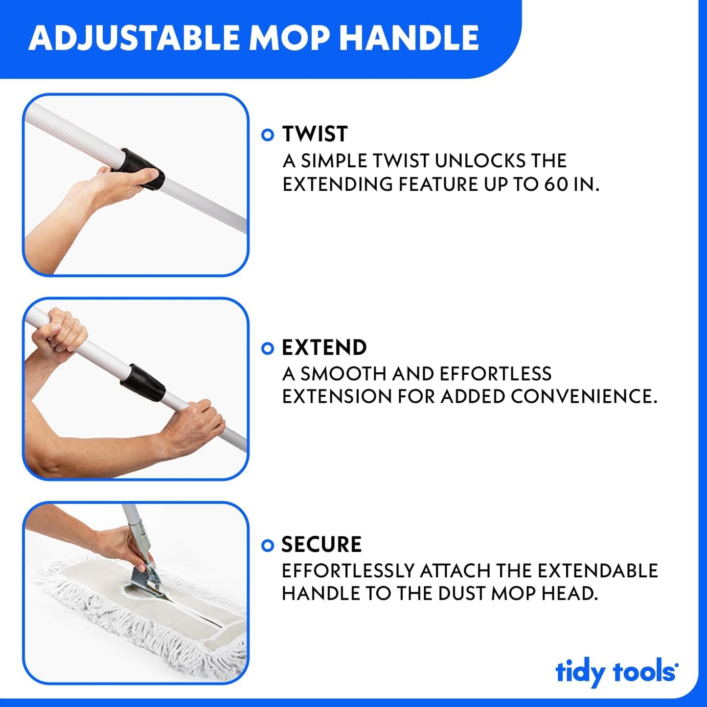 Commercial Dust Mop – 60 Inch Floor Sweeper for Hardwood, Reusable Cotton Mop Head, Extendable Handle, Dry Mop for Floor Cleaning & Janitorial Supplies