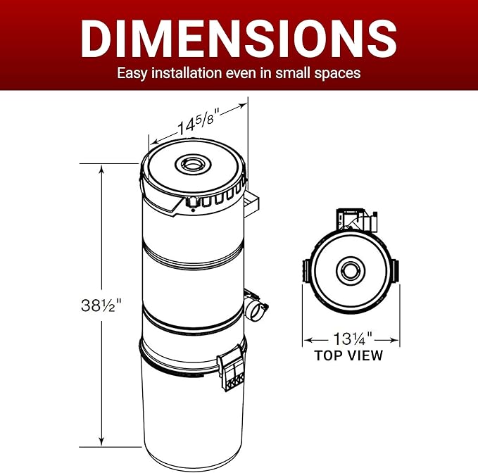 Broan-nutone 700 Air watts Residential Central Vacuum System with Standard Tool Set Accessories for Cleaning Floors, Carpet or Any Surfaces - Anti-Vibration, Powerful Suction