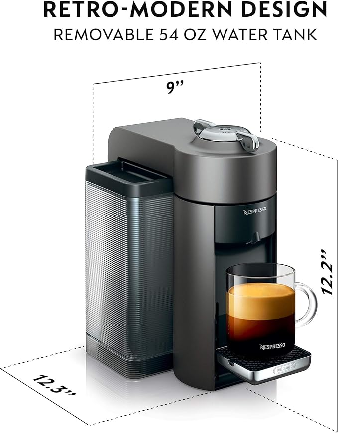 Nespresso Vertuo Coffee and Espresso Machine by De'Longhi,54 oz, Titan,Gray