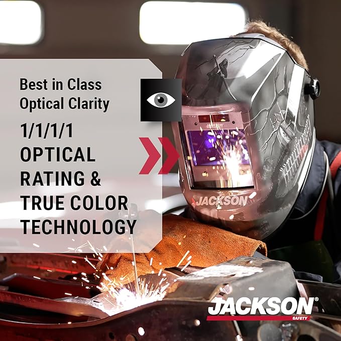 Jackson Safety Premium Graphic Welding Hood with Digital ADF - Ultra Lightweight Auto Darkening Welding Helmet - ANSI Z87.1 (Multiple Styles)