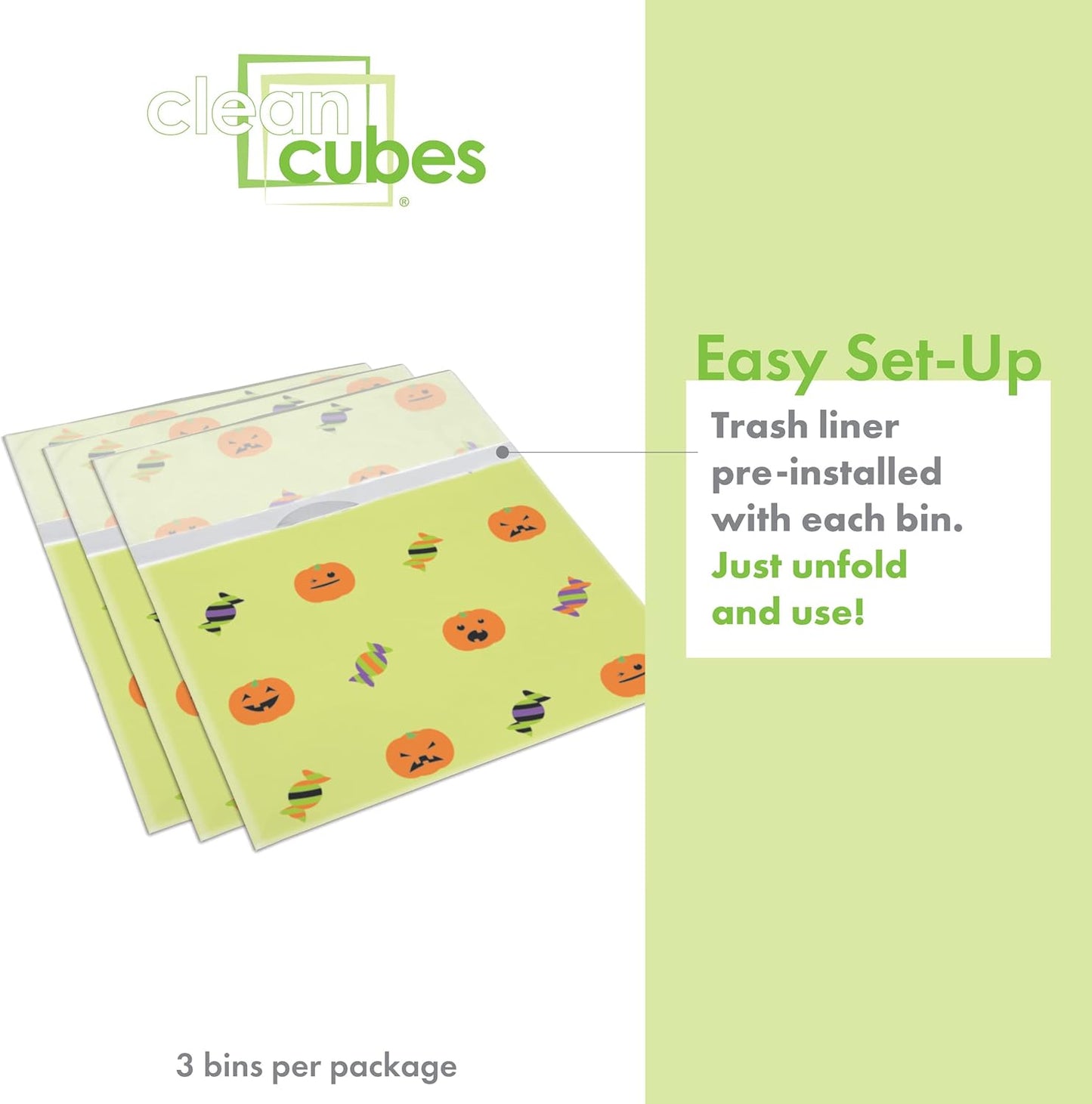 13 Gallon Disposable Pop-Up Trash Cans (3-Pack) with Fitted Bags – Foldable Garbage & Recycling Bins for Parties, Events & Kitchen (Halloween, 17" H x 13.5" W x 10" D)