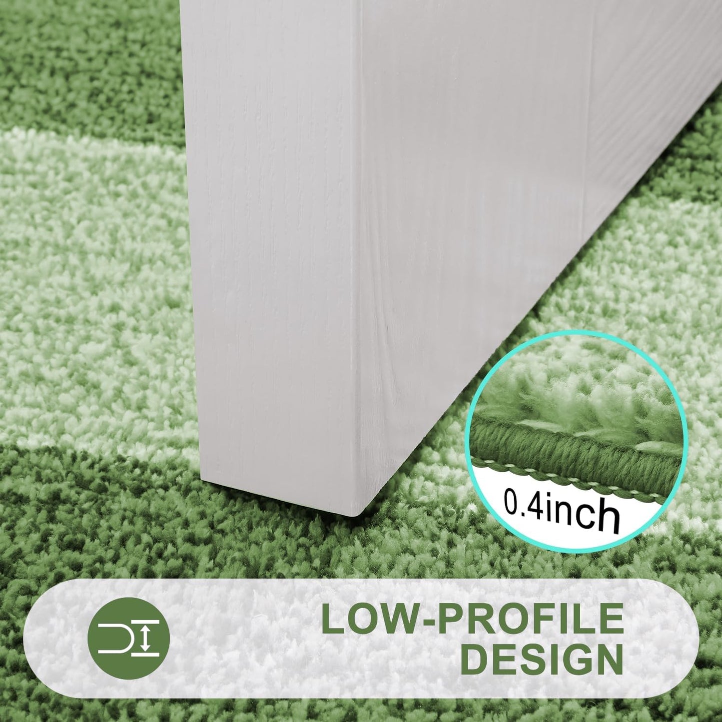 Kitinjoy Indoor Outdoor Door Mat, 36x24 Non-Slip Absorbent Dirt Trapper, Low-Profile Washable Inside Entrance Front Floor Mat, Sturdy Soft Entry Doormats for Entryway, Green