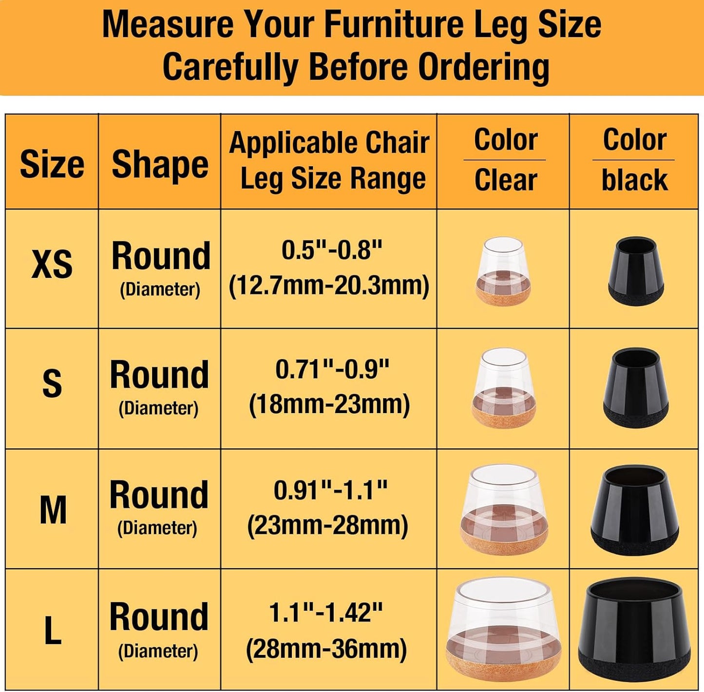 32 Pcs New Chair Leg Protectors for Hardwood Floors, Silicone Chair Leg Floor Protectors, Floor Protectors for Chairs, Chair Leg Caps Protect Wooden Floors from Scratching, Won't Tear