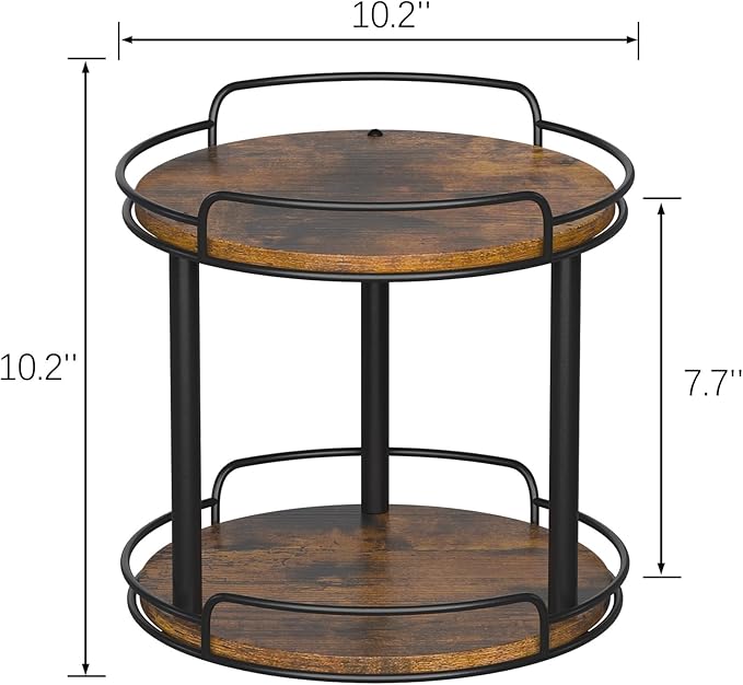 LAMU 10.2'' Wood Lazy Susan Turntable Organizer for Cabinet, 2 Tier Lazy Susan Spice Rack Organizer for Kitchen, Table Top, Countertop, Pantry, Medicine Organizer