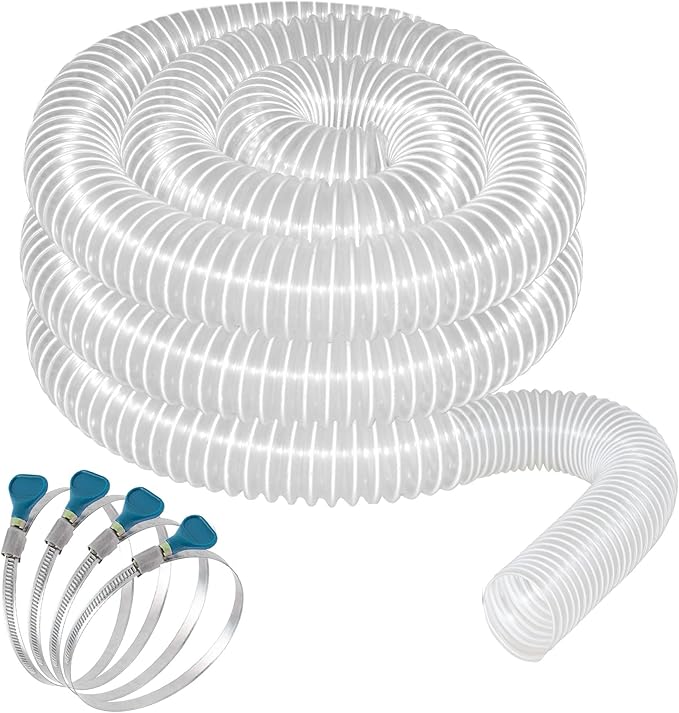 Heavy PVC Dust Collection Hose 2 1/2" x 20', Puncture Resistant PVC Dust Collection Hose with Carbon Steel Wire Coil for Woodworking, Workshops, Dust Collectors