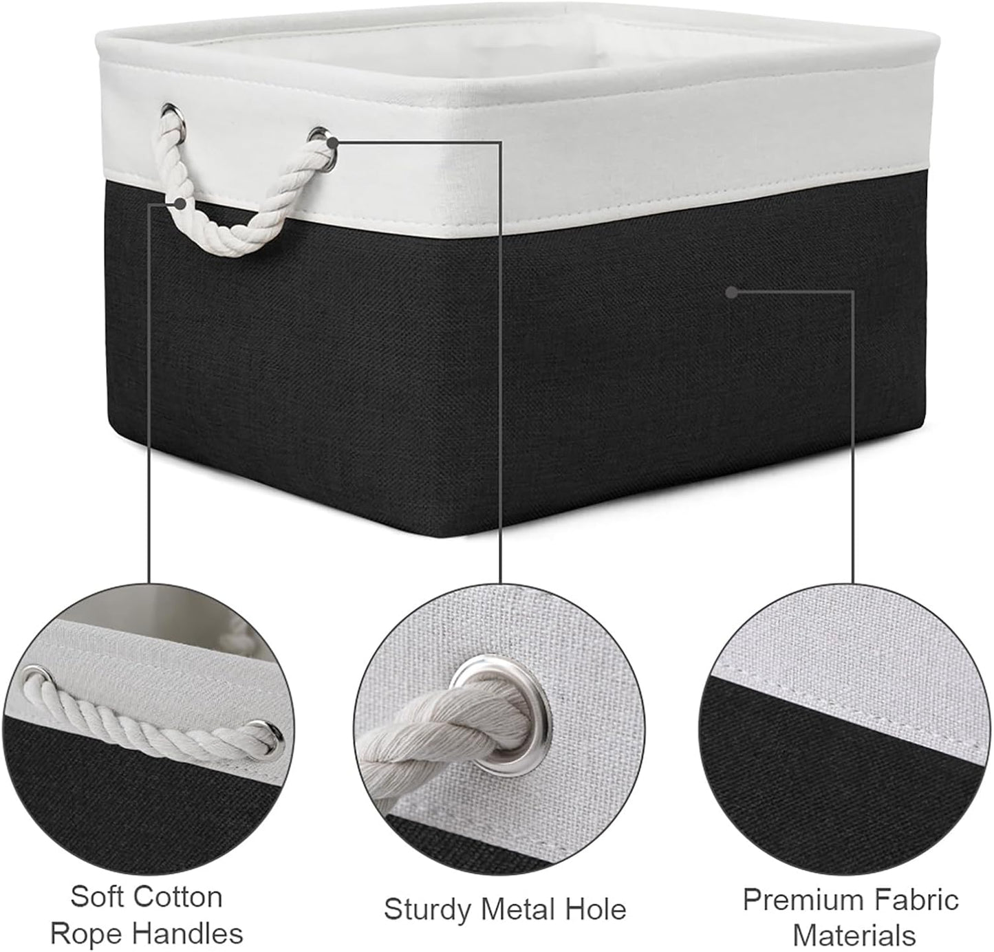 TheWarmHome Storage Bins for Shelves - 1 Pack 15.7x11.8x8.3 inch Canvas Storage Basket for Organizing Cubes Gift Dog Cloth Toy (White & Black)