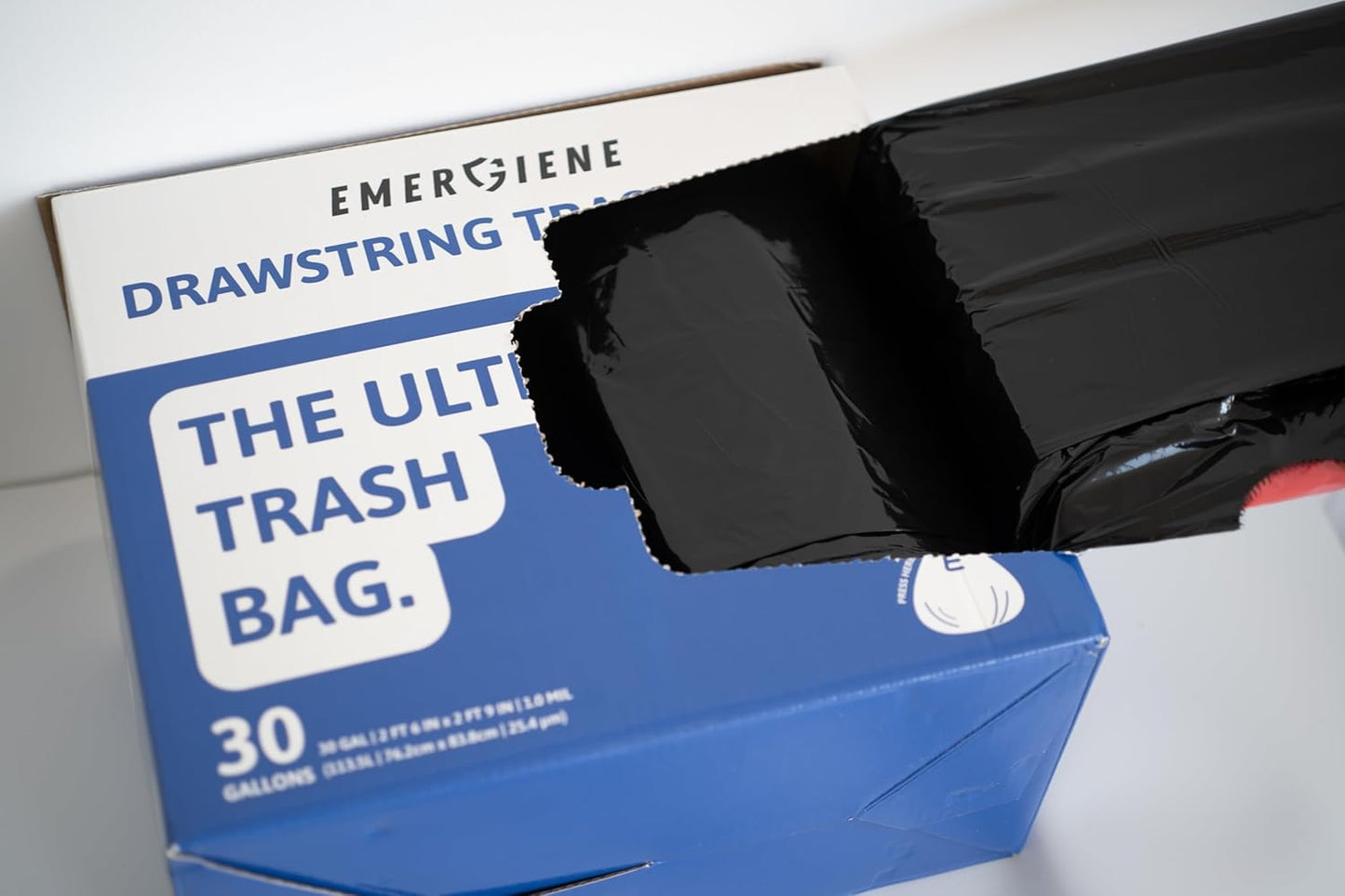 Ultra Strong 30 Gallon Drawstring Trash Bags, Unscented 120 Count Garbage Bags, Pre-Separated, Recycled Materials, Heavy Duty, Leakproof, Sturdy, Black