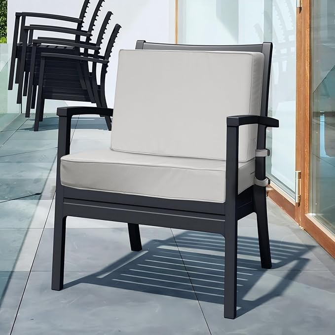 Outdoor Deep Seat Cushion Set 22" x 22", Water Repellent & Fade Resistant Cushion for Patio Furniture, Back & Seat Cushion with Removable Covers for Sofa, Couch, Light Grey