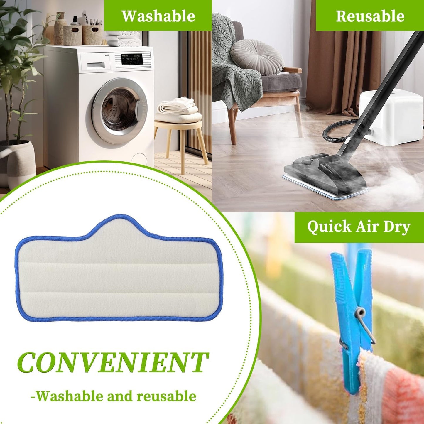 Reusable Microfiber Steam Mop Pad fit for Dupray Neat Steam Cleaner Steam Mop Cleaning Pads(Pack of 10pcs)