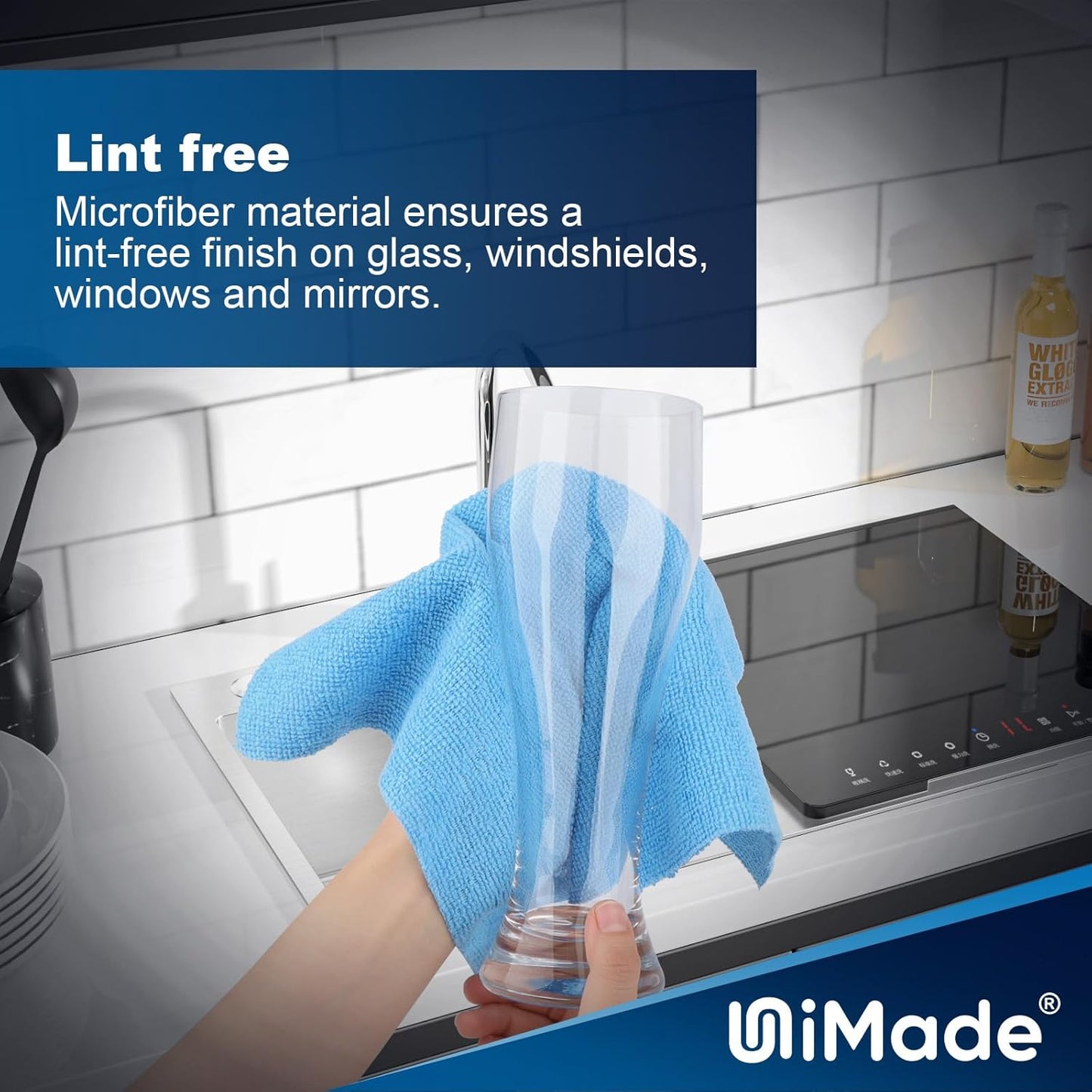 Shop Towels, 100 Sheets Microfiber Cleaning Cloth Commercial Grade Washcloths Lint-Free Bulk Shops Rags for Cars Mechanic Restaurant Garage Housekeeping, 11"x 9", Blue