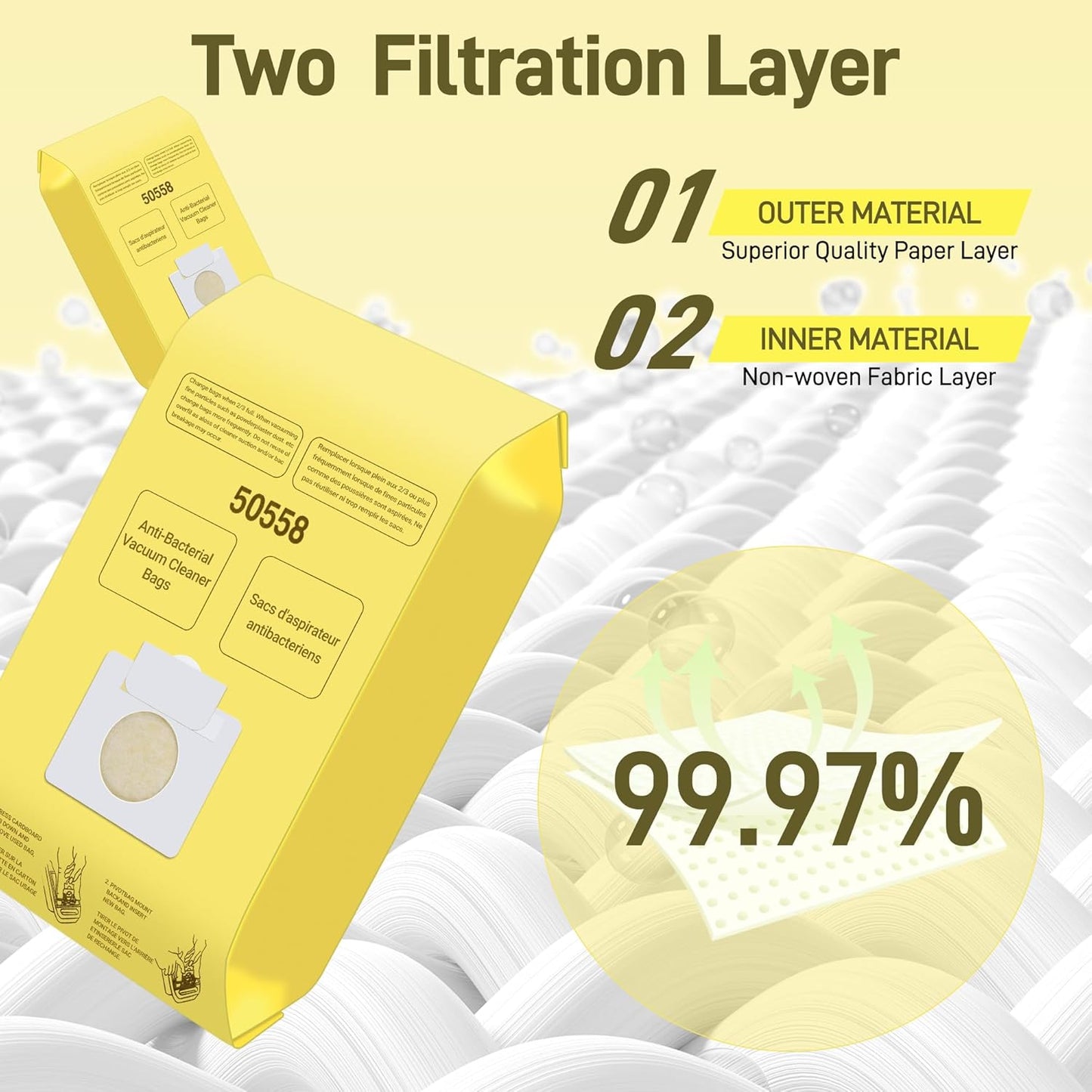 50558 Vacuum Cleaner Bags Replacement for Kenmore Canister Type C/Q 5055, 50555, 50557, 50558 and Pana·sonic Type C-5, C-18, 200 Series, 400 Series, 600 Series, 800 Seires Vacuum - 20 Pack