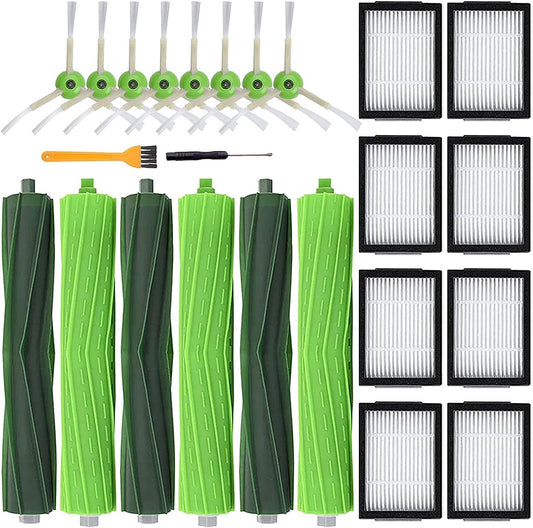 19 Pack Replacement Parts Compatible for Roomba j7 j7+/Plus E5 E6 E7 i7 i7+ i3 i3+ i4 i4+ i6 i6+ i8 Vacuum Cleaner, Replenishment Kit 2 Set Roller Brushes,8 Filters,8 Side Brushes