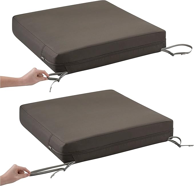 Classic Accessories Ravenna Water-Resistant Patio Lounge Chair/Loveseat Cushion, 25 x 27 x 5 Inch, Dark Taupe