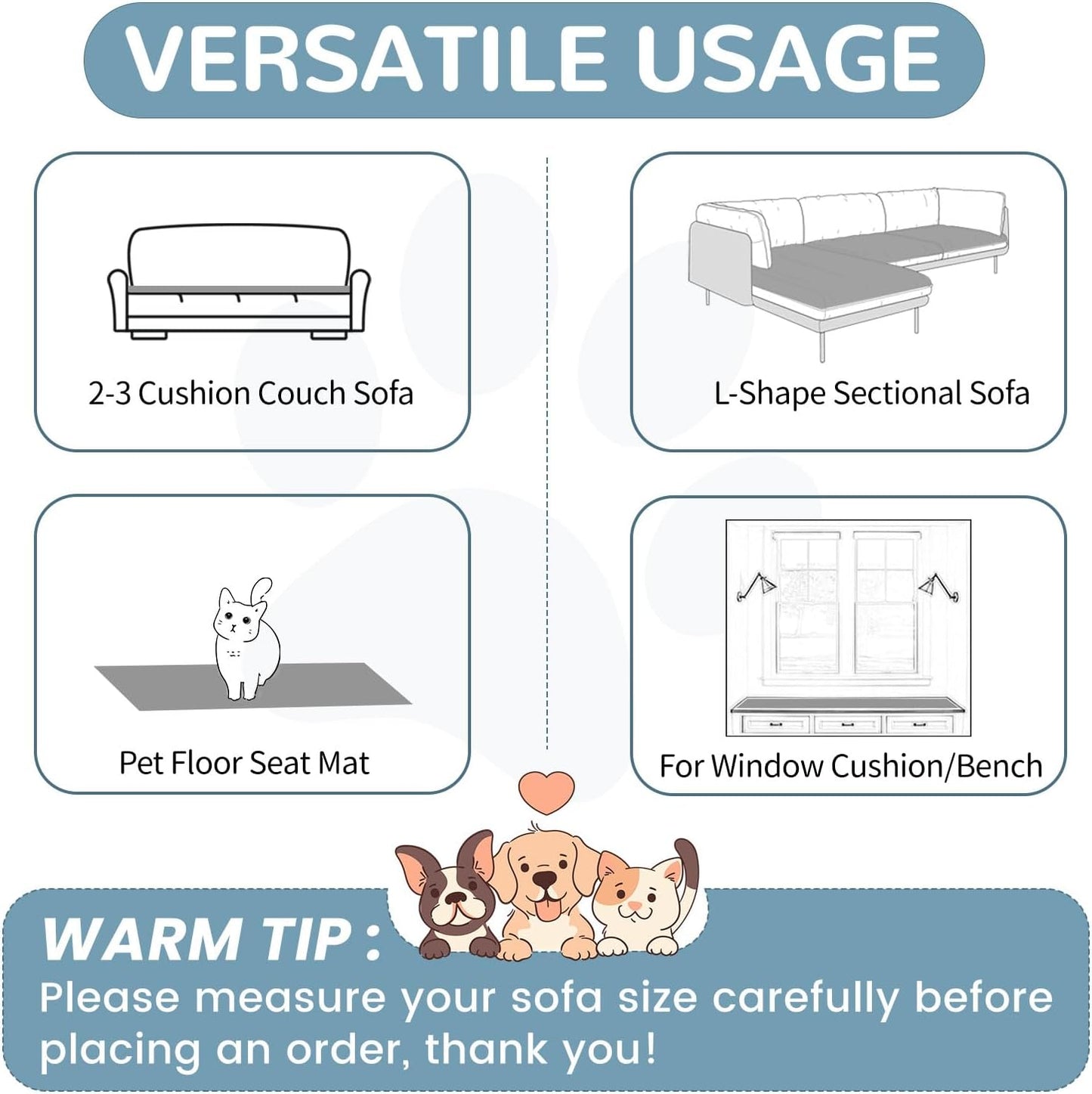 OTOB Couch Cover for Dogs Washable, Non Slip Plush Sofa Covers for 3 Cushion Couch, Fuzzy Pet Friendly Mat Bed Furniture Protector Sofa Slipcover, All Seasons (Gray, 27.6" x 70.9")