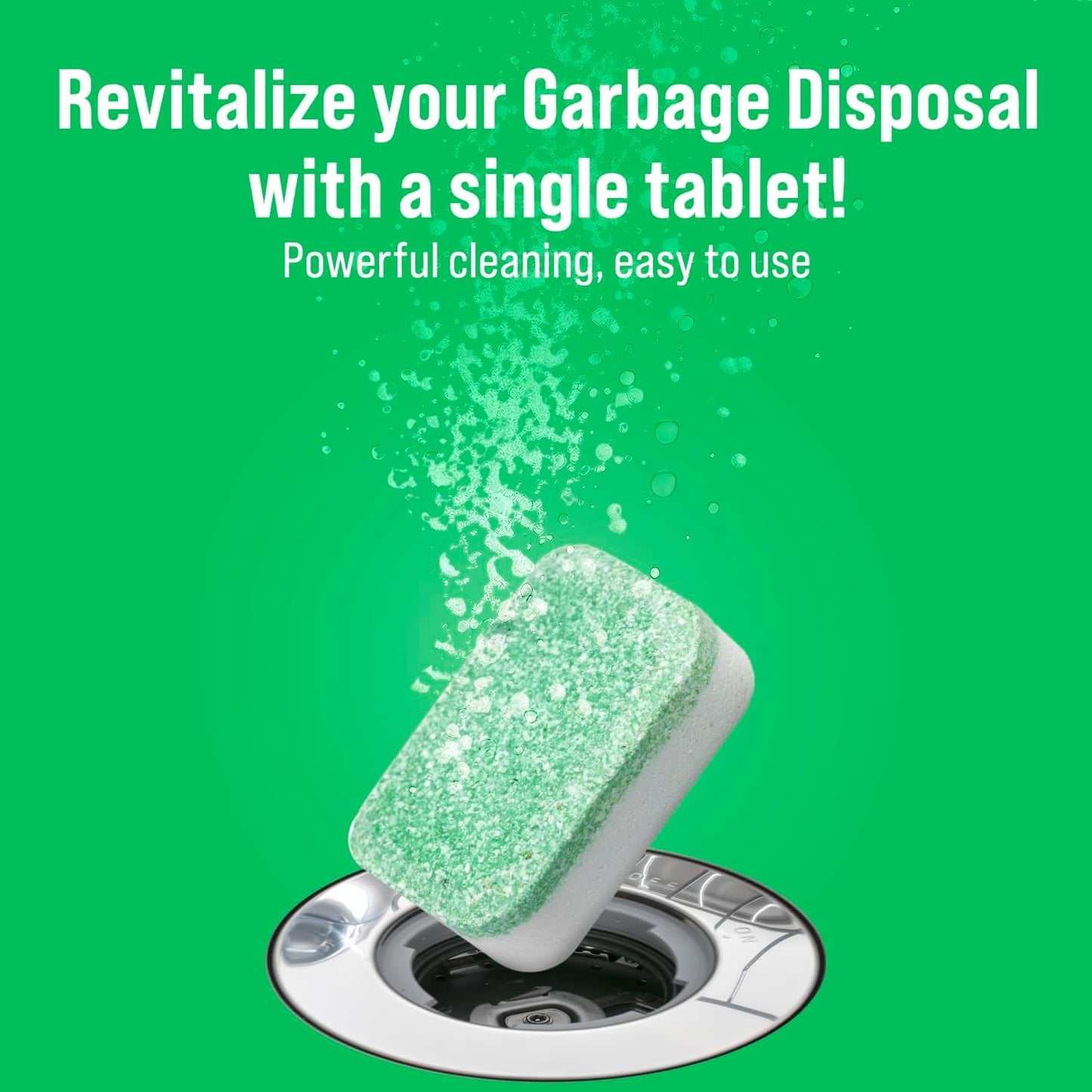 Rockin' Green Deep Cleaning and Deodorizing Tablets for Dishwashers, Washing Machines, and Garbage Disposals, Removes Odor and Residue (Garbage Disposal Cleaning Tablets, 8 Pack)
