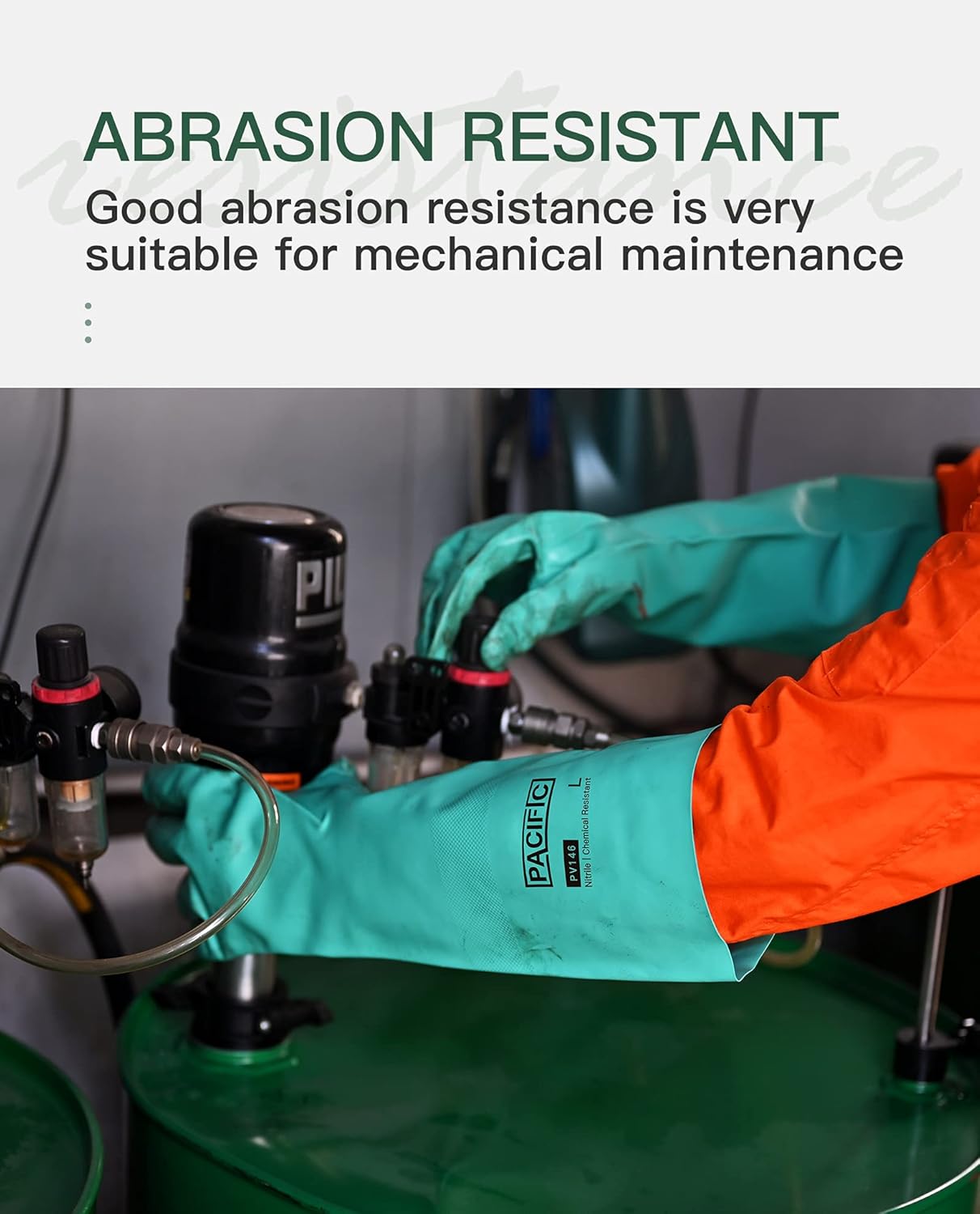 PACIFIC PPE 2 Pairs Chemical Resistant Nitrile Gloves, Resist Household Acid, Alkali, Solvent and Oil, 28 mil, 18", XX-Large