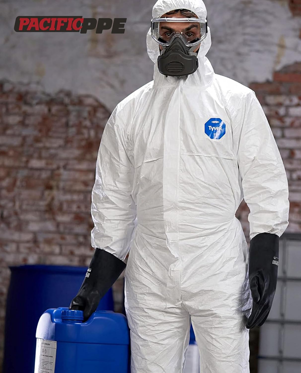 PACIFIC PPE 2 Pairs Chemical Resistant Gloves, Heavy Duty Industrial Rubber Gloves, Resist Acid, Alkali and Oil, 12.6", Large