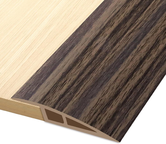 Vinyl Door Threshold Flooring Transition Strip Self Adhesive Carpet Edging Strip for Laminate Doorway Edge Threshold from 1/5" to 2/5" (Grayish Brown Wood Grain, 3.3 Ft)